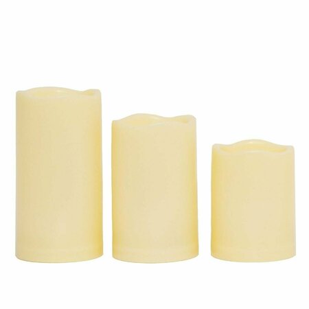 ECOGECKO 3 x 4 in. Outdoor Weatherproof Flameless Candles with Timer, Medium - Pack of 3, 3PK 87321-03